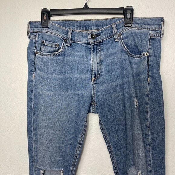 Rag & Bone Mid Rise Blown out Knee Straight Leg Raw Hem Jeans Size 31 - Picture 2 of 6